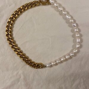 14k Gold plated and Pearl Chain Necklace